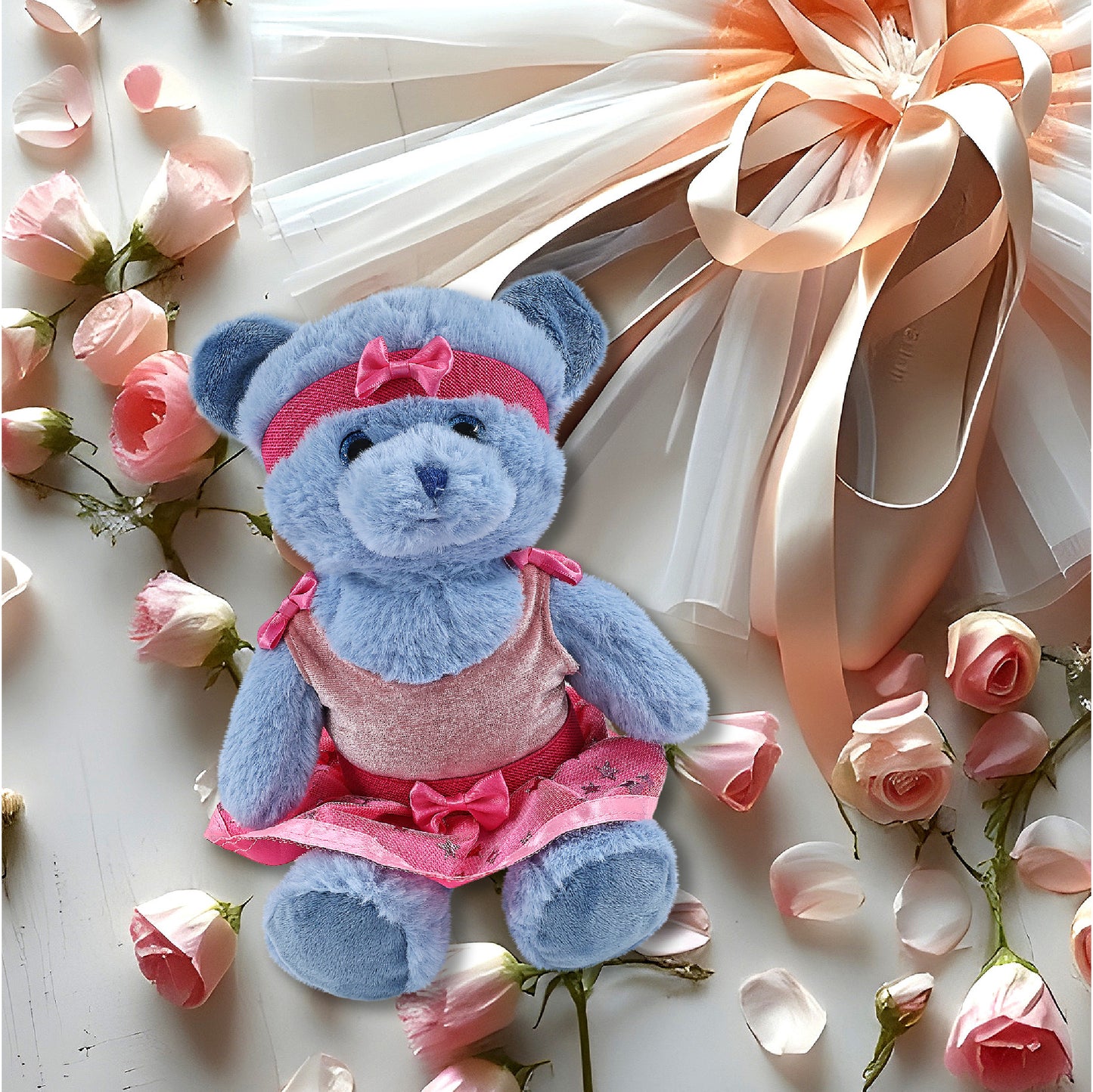 SUPER-SOFT PLUSH - BABY BLUE BEAR 8" BALLERINA