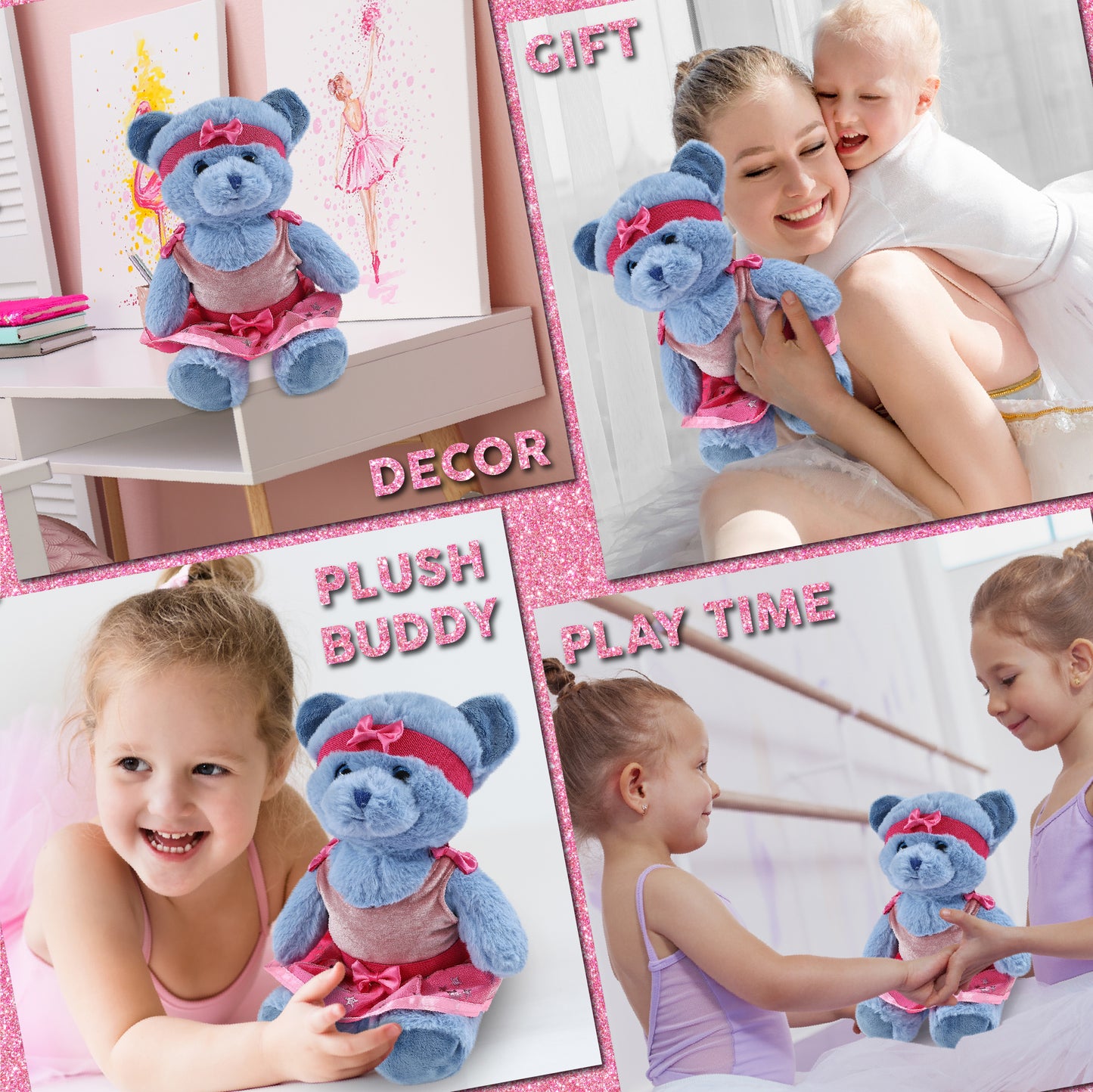 SUPER-SOFT PLUSH - BABY BLUE BEAR 8" BALLERINA