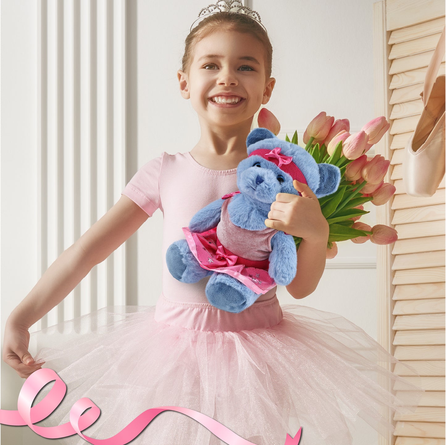 SUPER-SOFT PLUSH - BABY BLUE BEAR 8" BALLERINA
