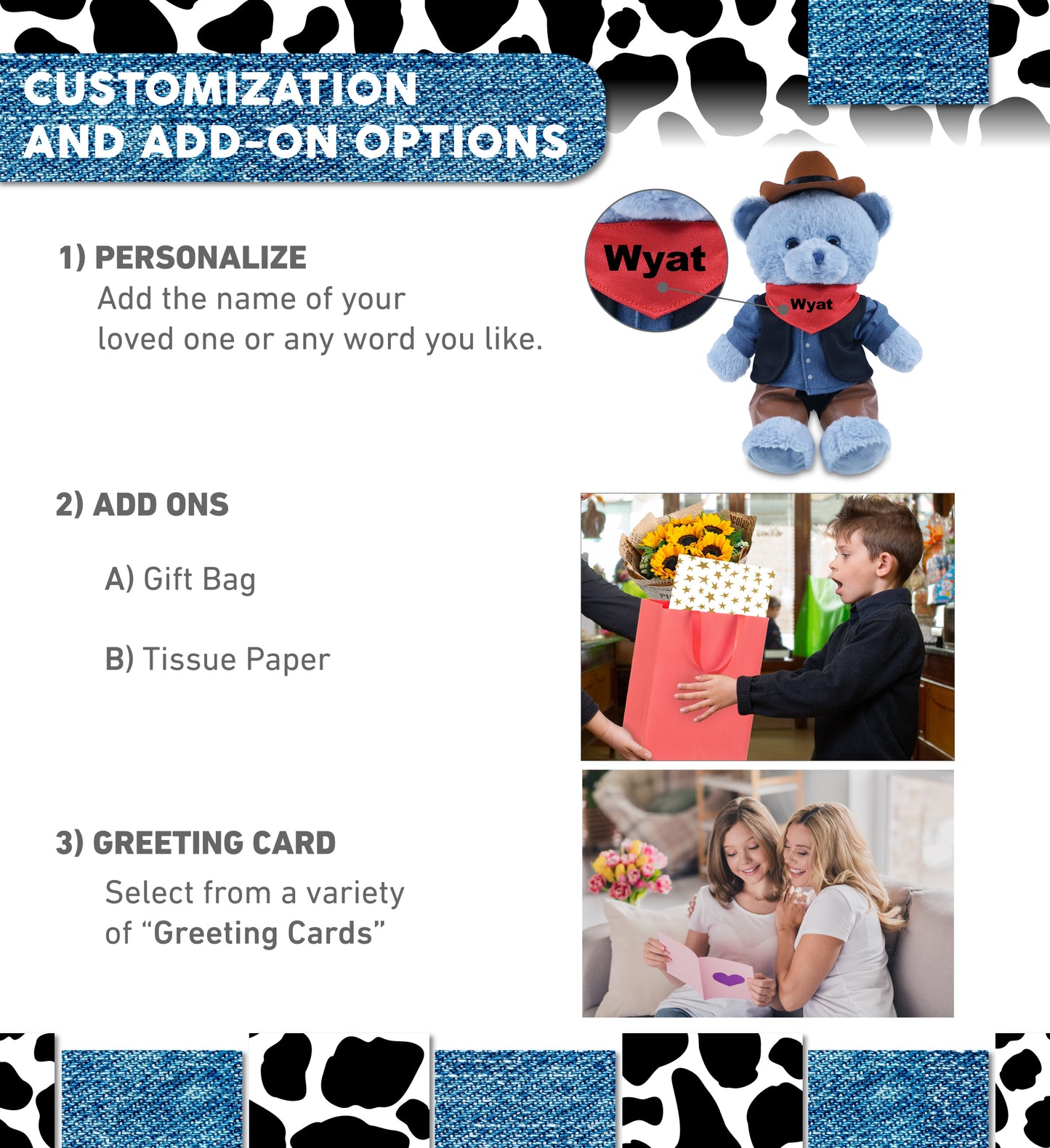 SUPER-SOFT PLUSH - BABY BLUE BEAR 8" COWBOY DRESS UP