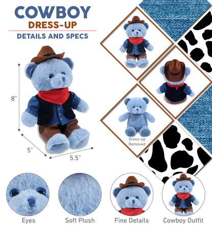 SUPER-SOFT PLUSH - BABY BLUE BEAR 8" COWBOY DRESS UP