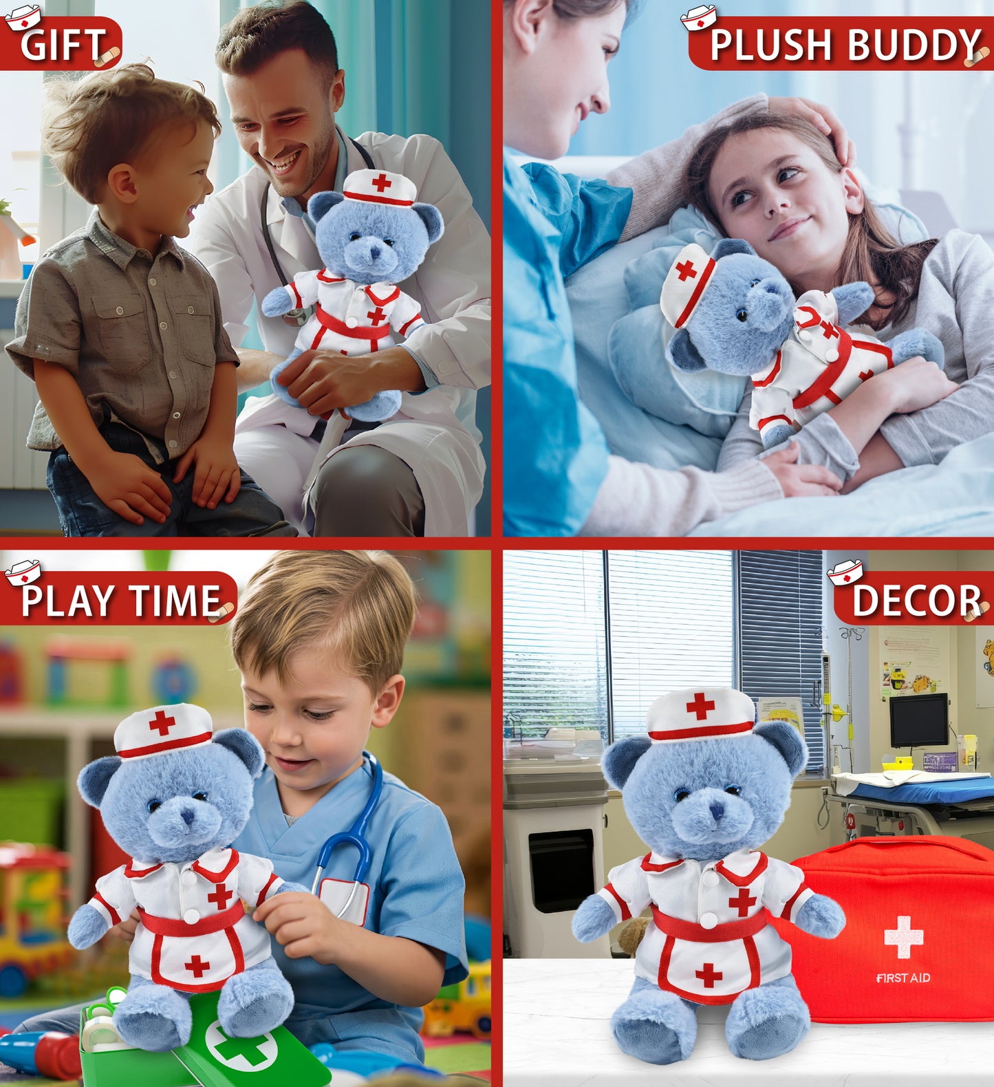 SUPER-SOFT PLUSH - BABY BLUE BEAR 8" NURSE