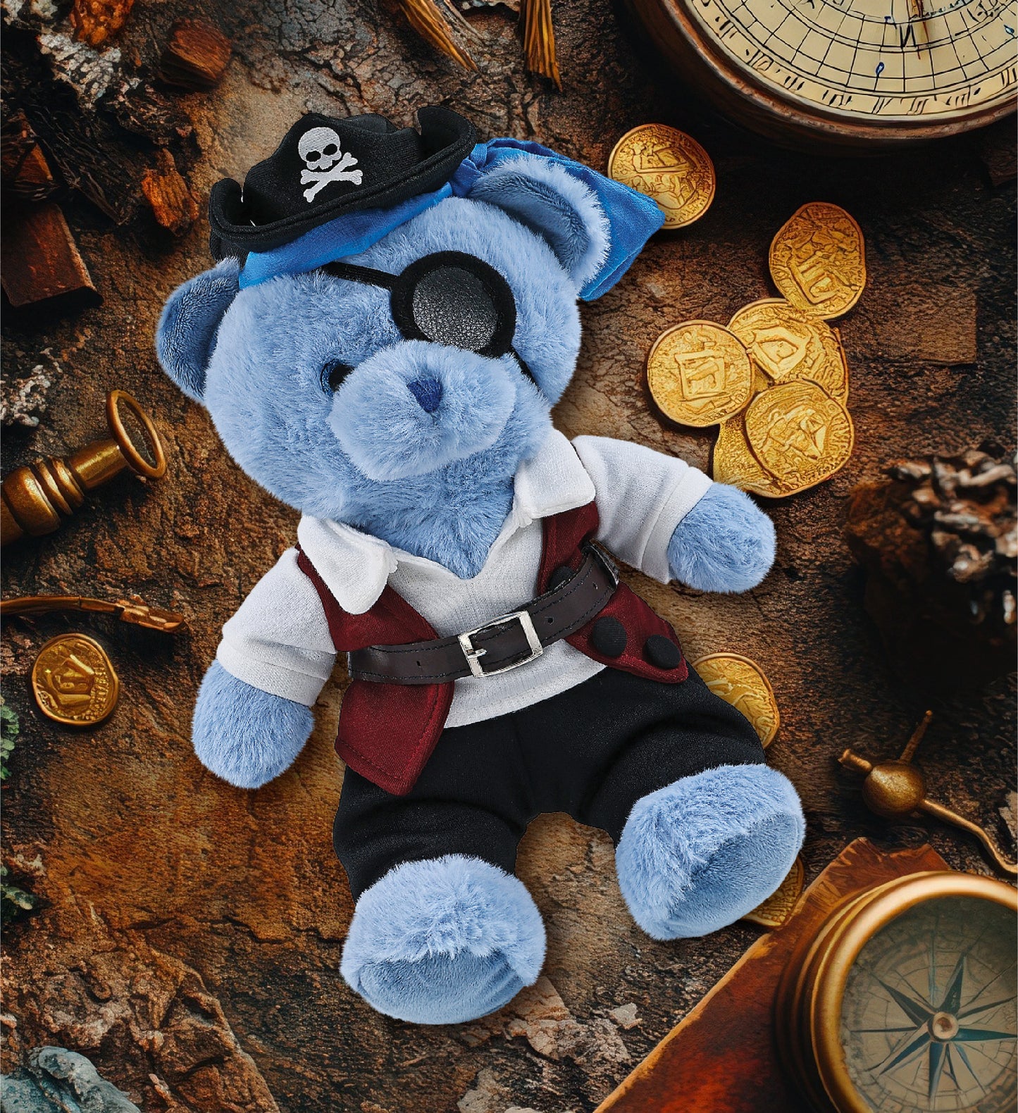 SUPER-SOFT PLUSH - BABY BLUE BEAR 8" PIRATE DRESS UP