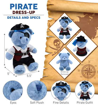 SUPER-SOFT PLUSH - BABY BLUE BEAR 8" PIRATE DRESS UP