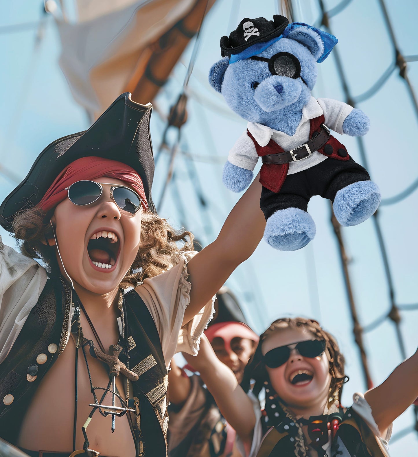SUPER-SOFT PLUSH - BABY BLUE BEAR 8" PIRATE DRESS UP