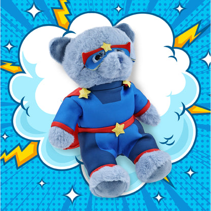 SUPER-SOFT PLUSH - BABY BLUE BEAR 8" SUPER HERO