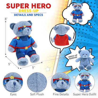 SUPER-SOFT PLUSH - BABY BLUE BEAR 8" SUPER HERO