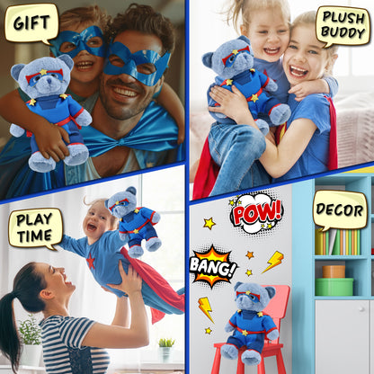 SUPER-SOFT PLUSH - BABY BLUE BEAR 8" SUPER HERO