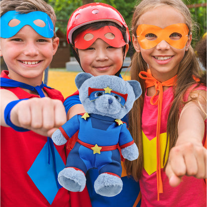 SUPER-SOFT PLUSH - BABY BLUE BEAR 8" SUPER HERO