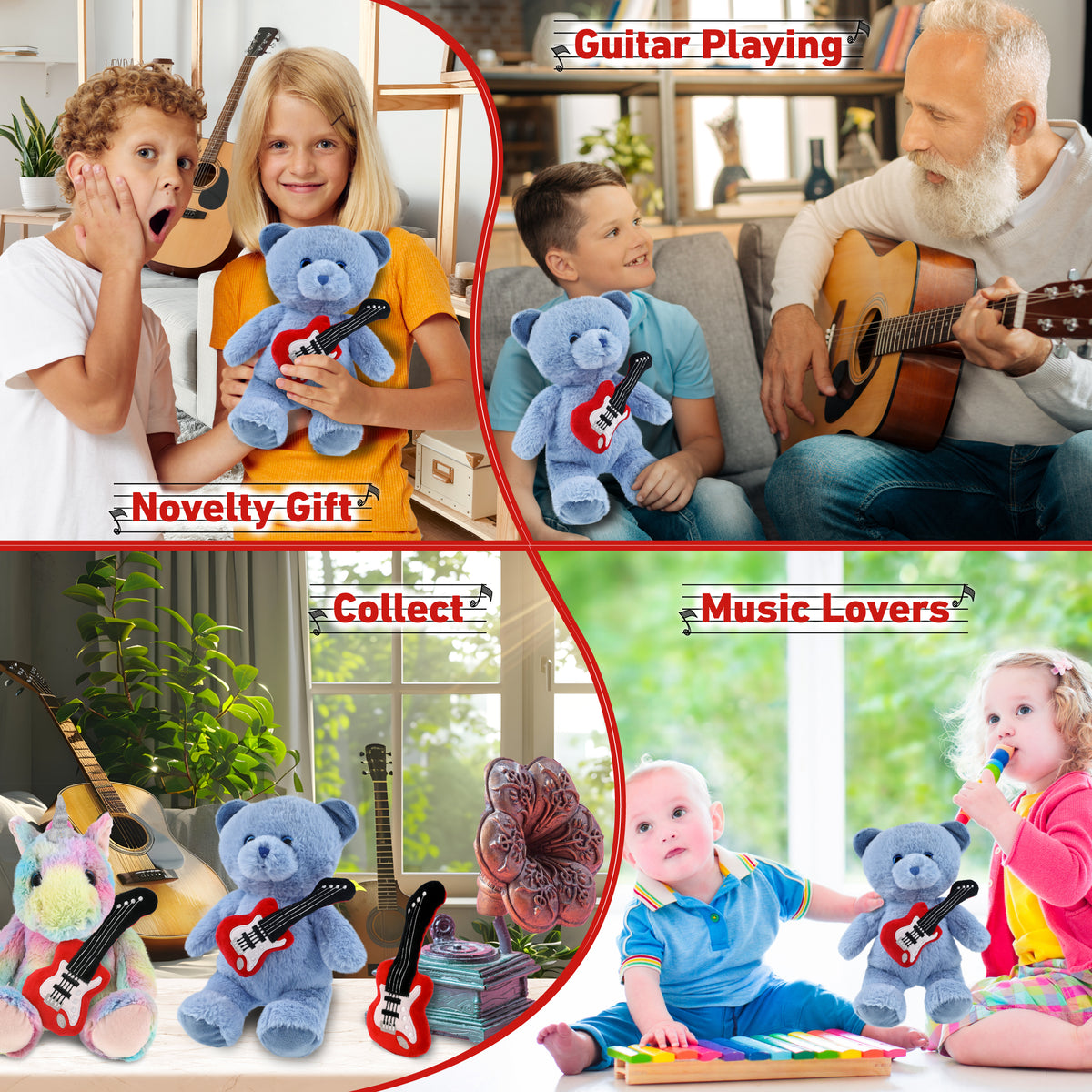 SUPER-SOFT PLUSH - BABY BLUE BEAR 8" WITH GUITAR ADD ON