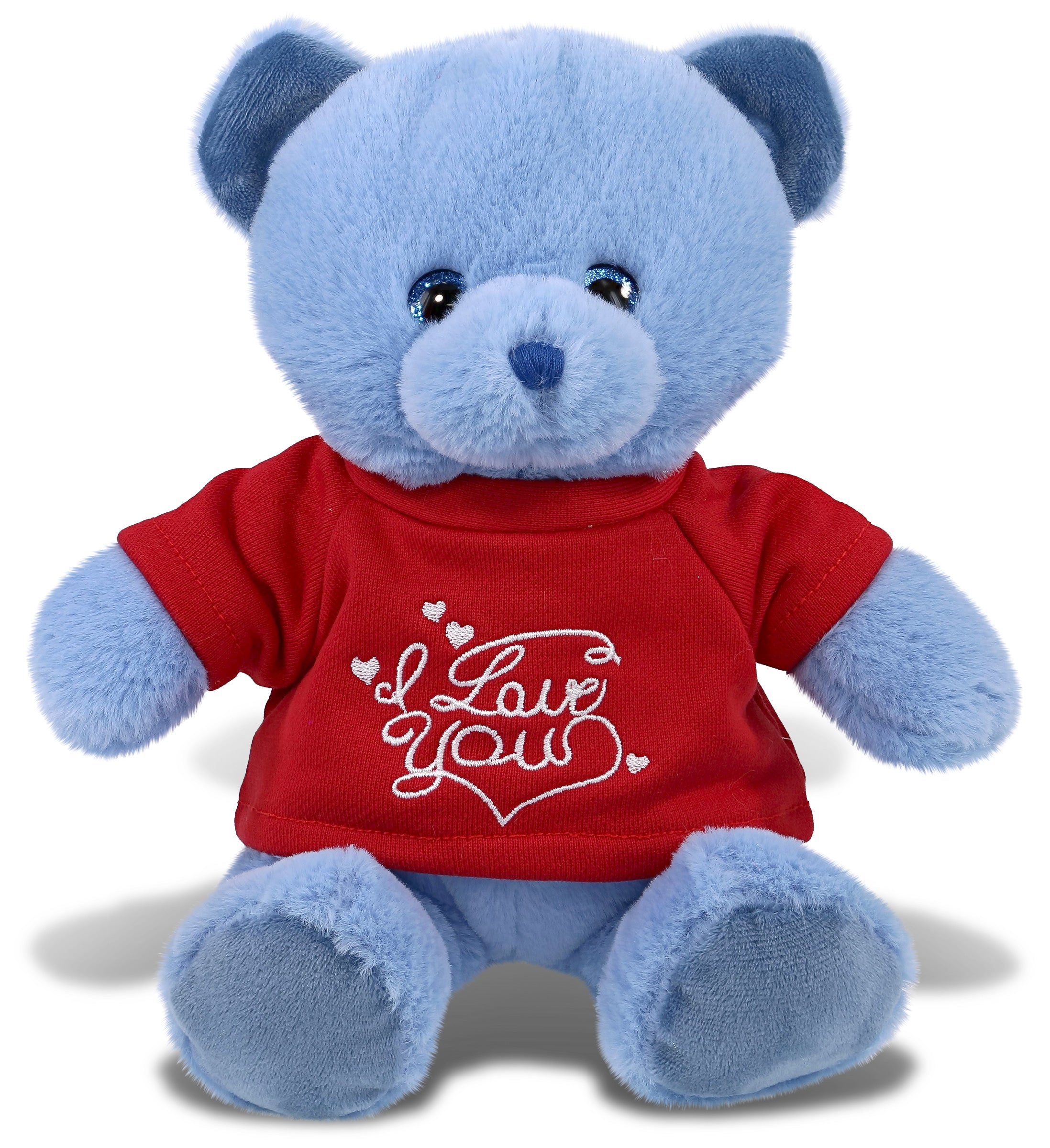 PLUSH I LOVE YOU RED SHIRT- SUPER-SOFT PLUSH - BABY BLUE BEAR 8"
