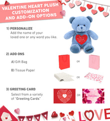 PLUSH I LOVE YOU RED HEART - SUPER-SOFT PLUSH - BABY BLUE BEAR 8"
