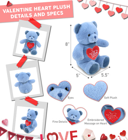 PLUSH I LOVE YOU RED HEART - SUPER-SOFT PLUSH - BABY BLUE BEAR 8"