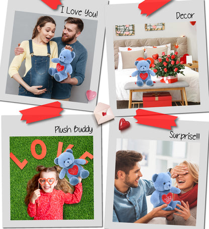 PLUSH I LOVE YOU RED HEART - SUPER-SOFT PLUSH - BABY BLUE BEAR 8"