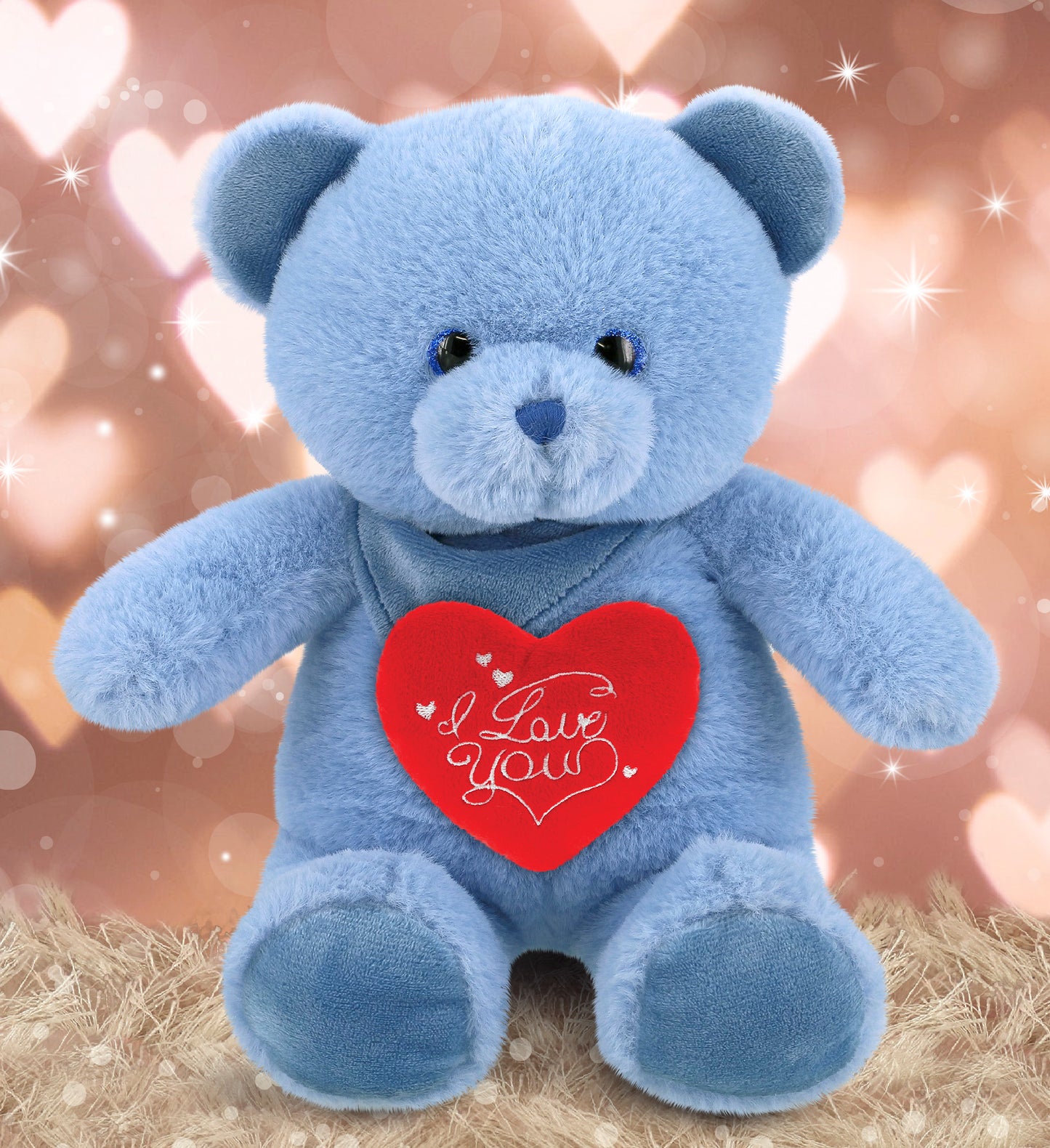 PLUSH I LOVE YOU RED HEART - SUPER-SOFT PLUSH - BABY BLUE BEAR 8"