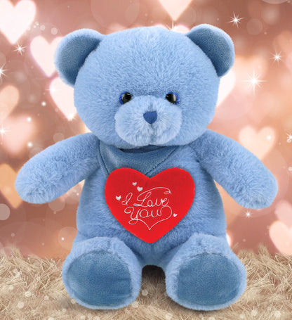 PLUSH I LOVE YOU RED HEART - SUPER-SOFT PLUSH - BABY BLUE BEAR 8"