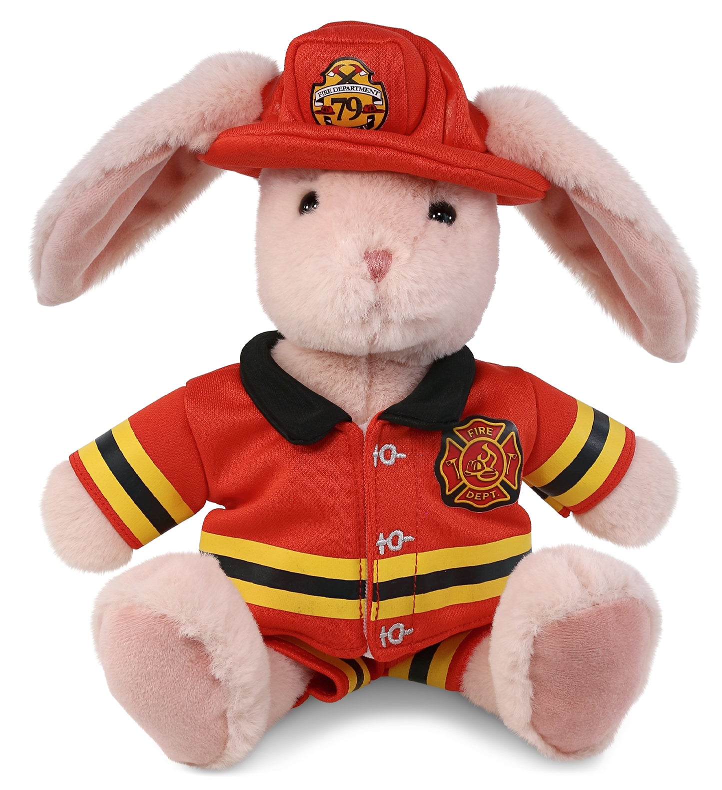 PLUSH FIREMAN - SUPER-SOFT PLUSH - BABY PINK RABBIT 8"