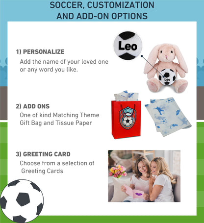 SUPER-SOFT PLUSH - BABY PINK RABBIT 8" WITH SOCCER PLUSH