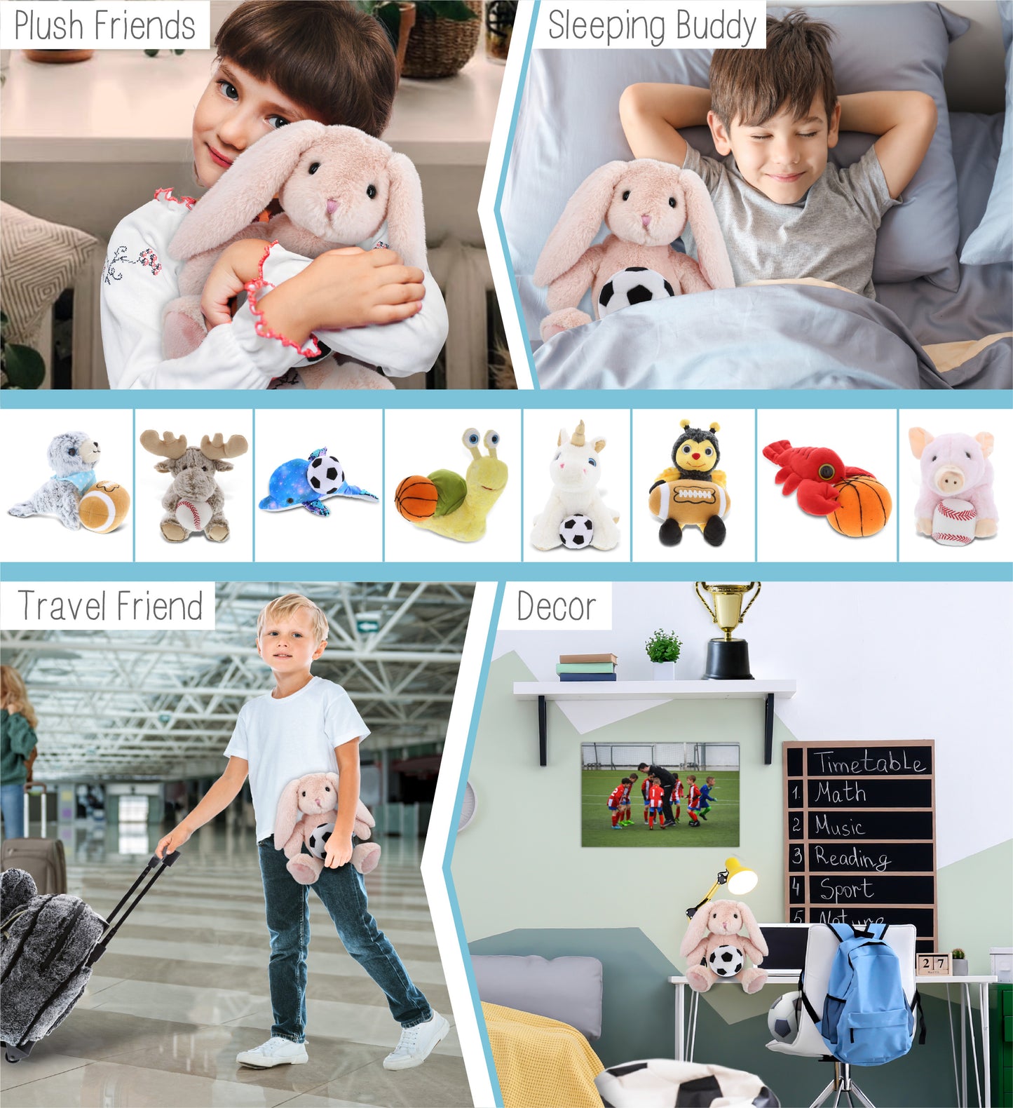 SUPER-SOFT PLUSH - BABY PINK RABBIT 8" WITH SOCCER PLUSH