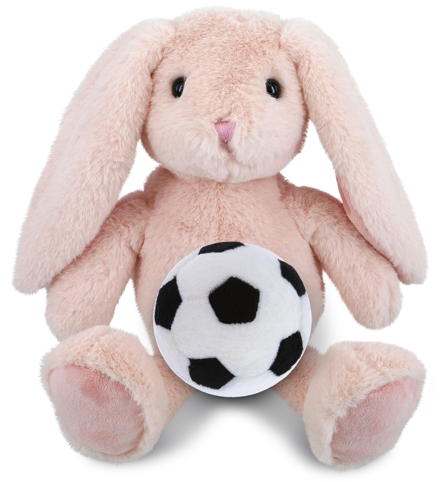 SUPER-SOFT PLUSH - BABY PINK RABBIT 8" WITH SOCCER PLUSH