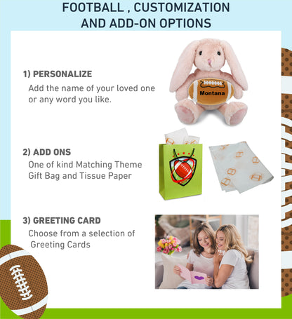 SUPER-SOFT PLUSH - BABY PINK RABBIT 8" WITH FOOTBALL PLUSH