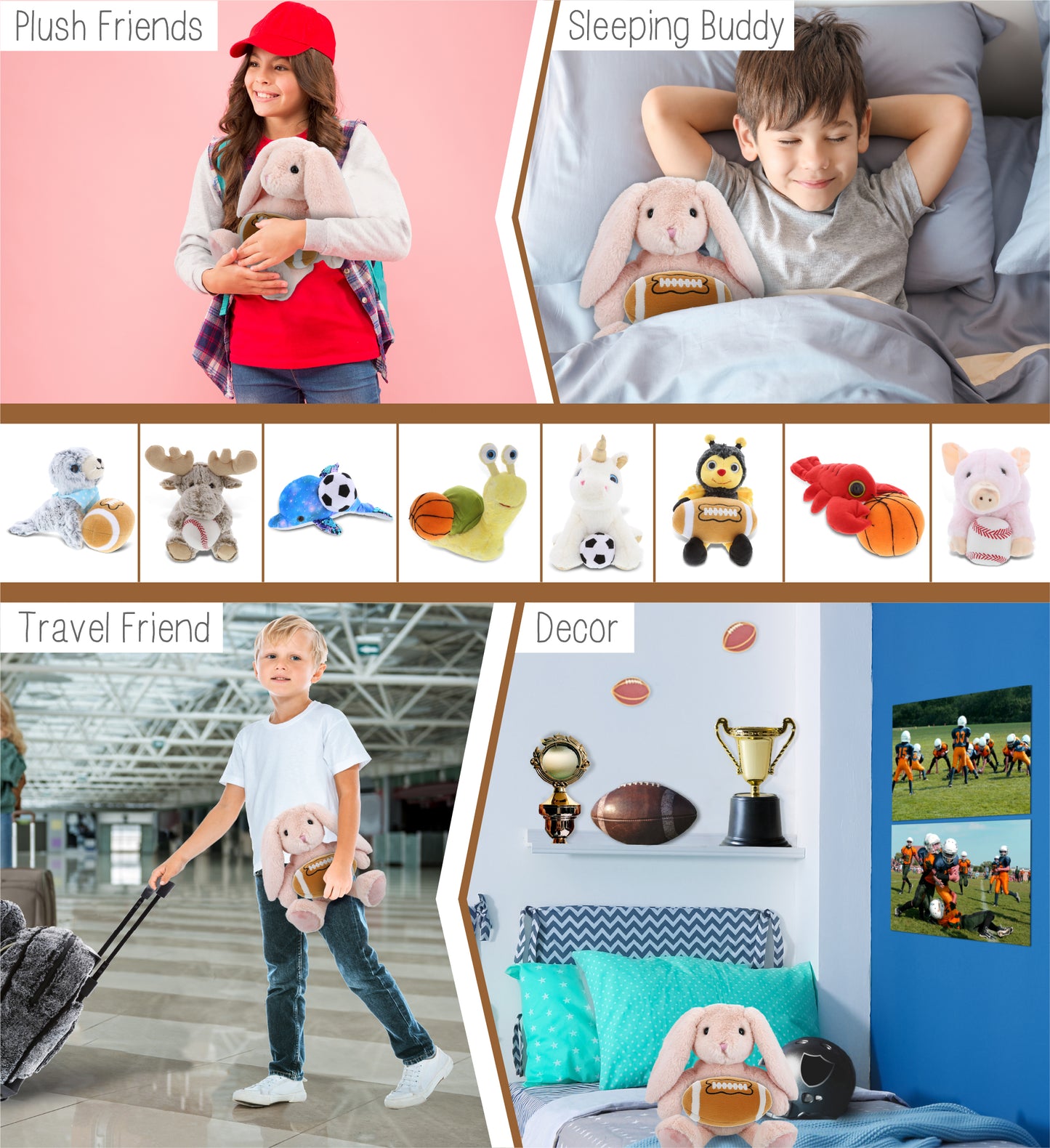 SUPER-SOFT PLUSH - BABY PINK RABBIT 8" WITH FOOTBALL PLUSH