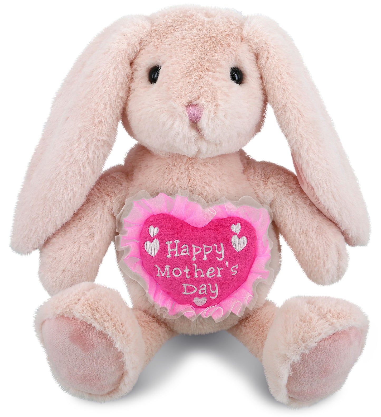 PLUSH MOTHERS DAY HEART - SUPER-SOFT PLUSH - BABY PINK RABBIT 8"