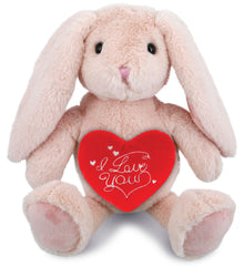 PLUSH I LOVE YOU RED HEART - SUPER-SOFT PLUSH - BABY PINK RABBIT 8"