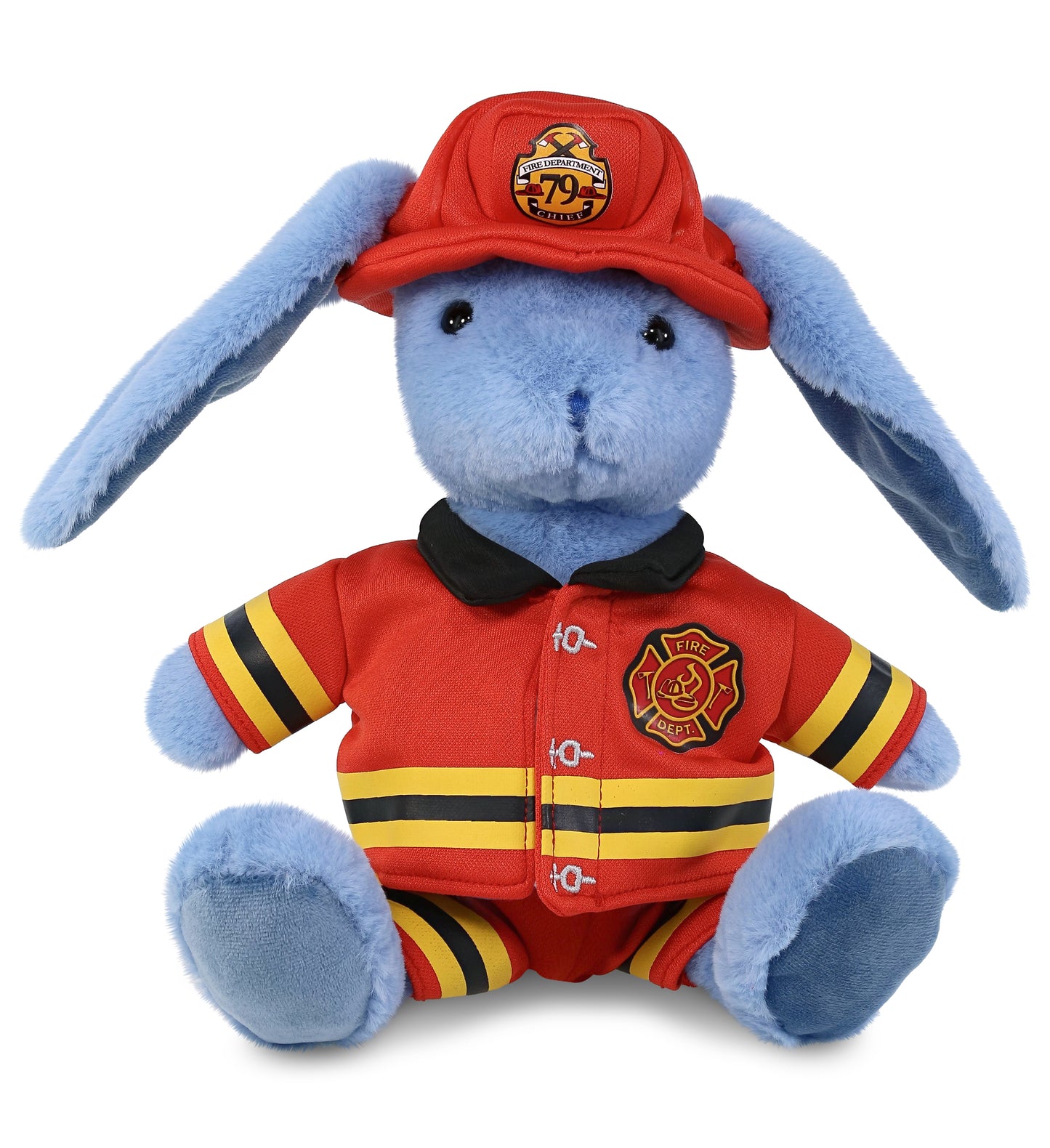 PLUSH FIREMAN - SUPER-SOFT PLUSH - BABY BLUE RABBIT 8"