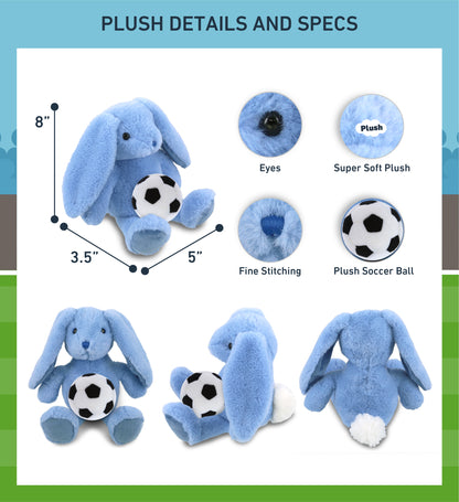 SUPER-SOFT PLUSH - BABY BLUE RABBIT 8" WITH SOCCER PLUSH