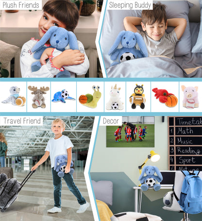 SUPER-SOFT PLUSH - BABY BLUE RABBIT 8" WITH SOCCER PLUSH