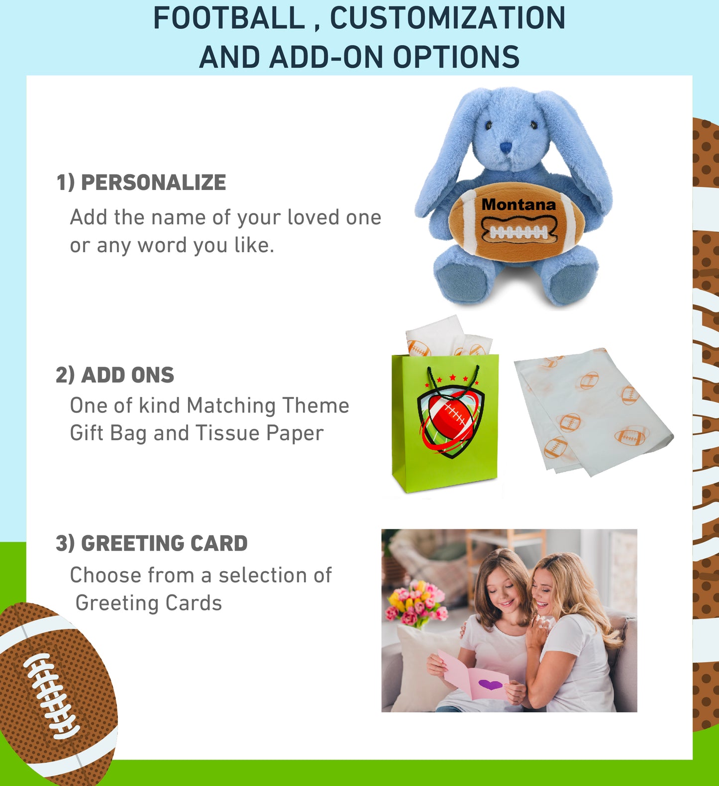 SUPER-SOFT PLUSH - BABY BLUE RABBIT 8" WITH FOOTBALL PLUSH