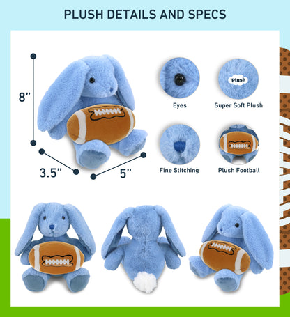 SUPER-SOFT PLUSH - BABY BLUE RABBIT 8" WITH FOOTBALL PLUSH