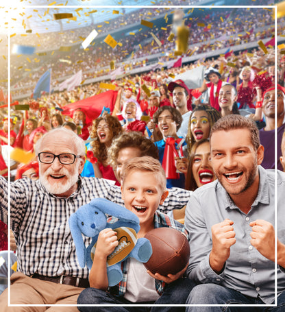 SUPER-SOFT PLUSH - BABY BLUE RABBIT 8" WITH FOOTBALL PLUSH