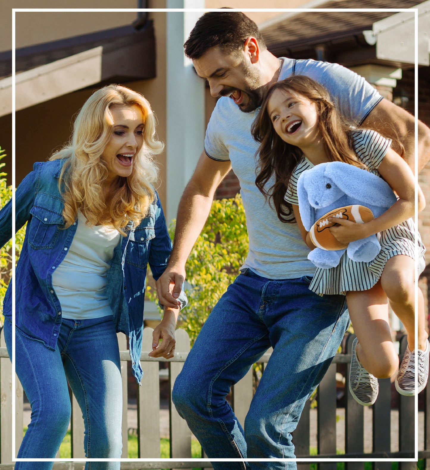 SUPER-SOFT PLUSH - BABY BLUE RABBIT 8" WITH FOOTBALL PLUSH