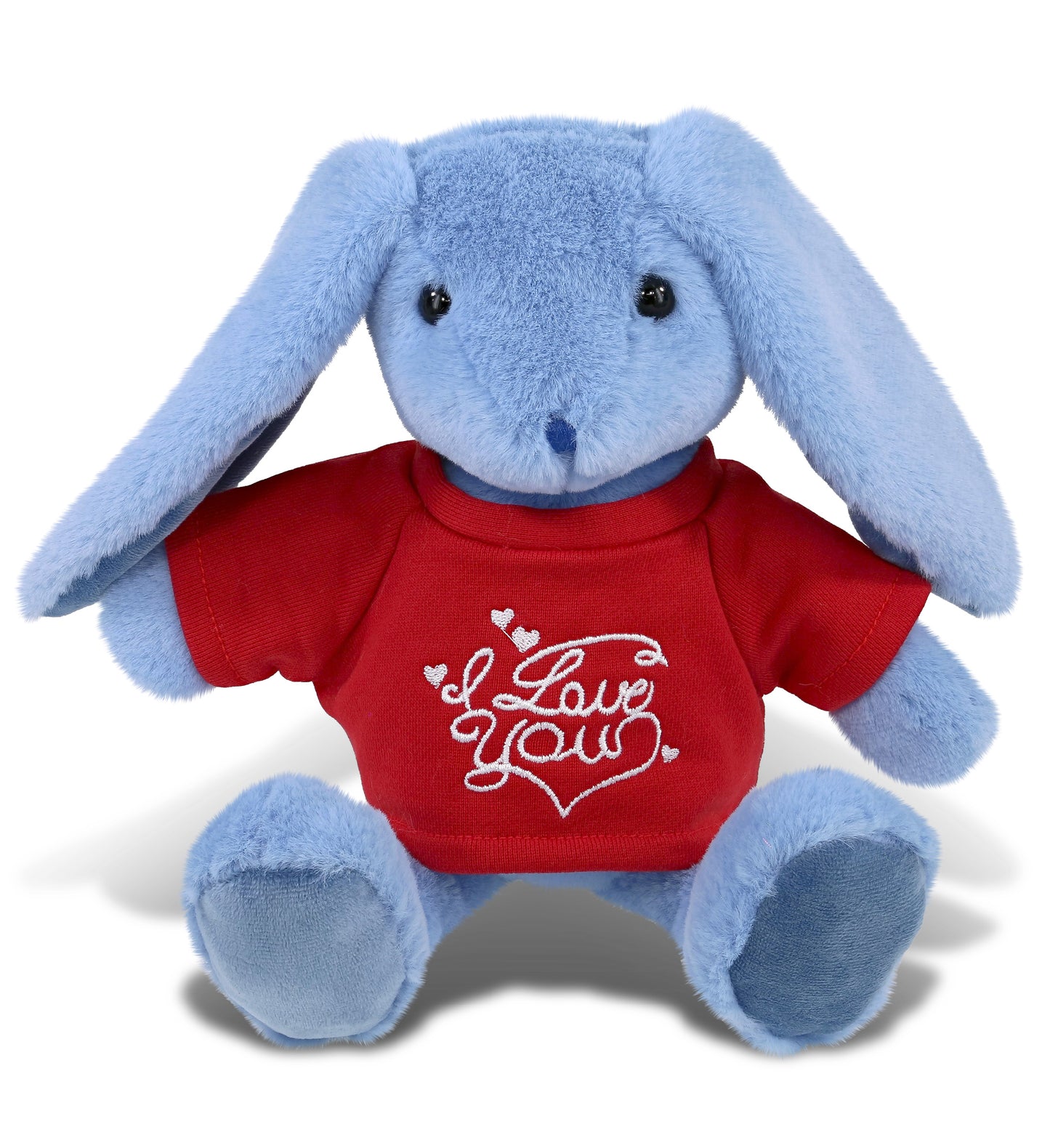 PLUSH I LOVE YOU RED SHIRT- SUPER-SOFT PLUSH - BABY BLUE RABBIT 8"