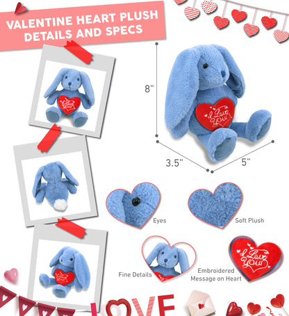 PLUSH I LOVE YOU RED HEART - SUPER-SOFT PLUSH - BABY BLUE RABBIT 8"