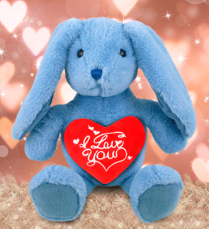 PLUSH I LOVE YOU RED HEART - SUPER-SOFT PLUSH - BABY BLUE RABBIT 8"