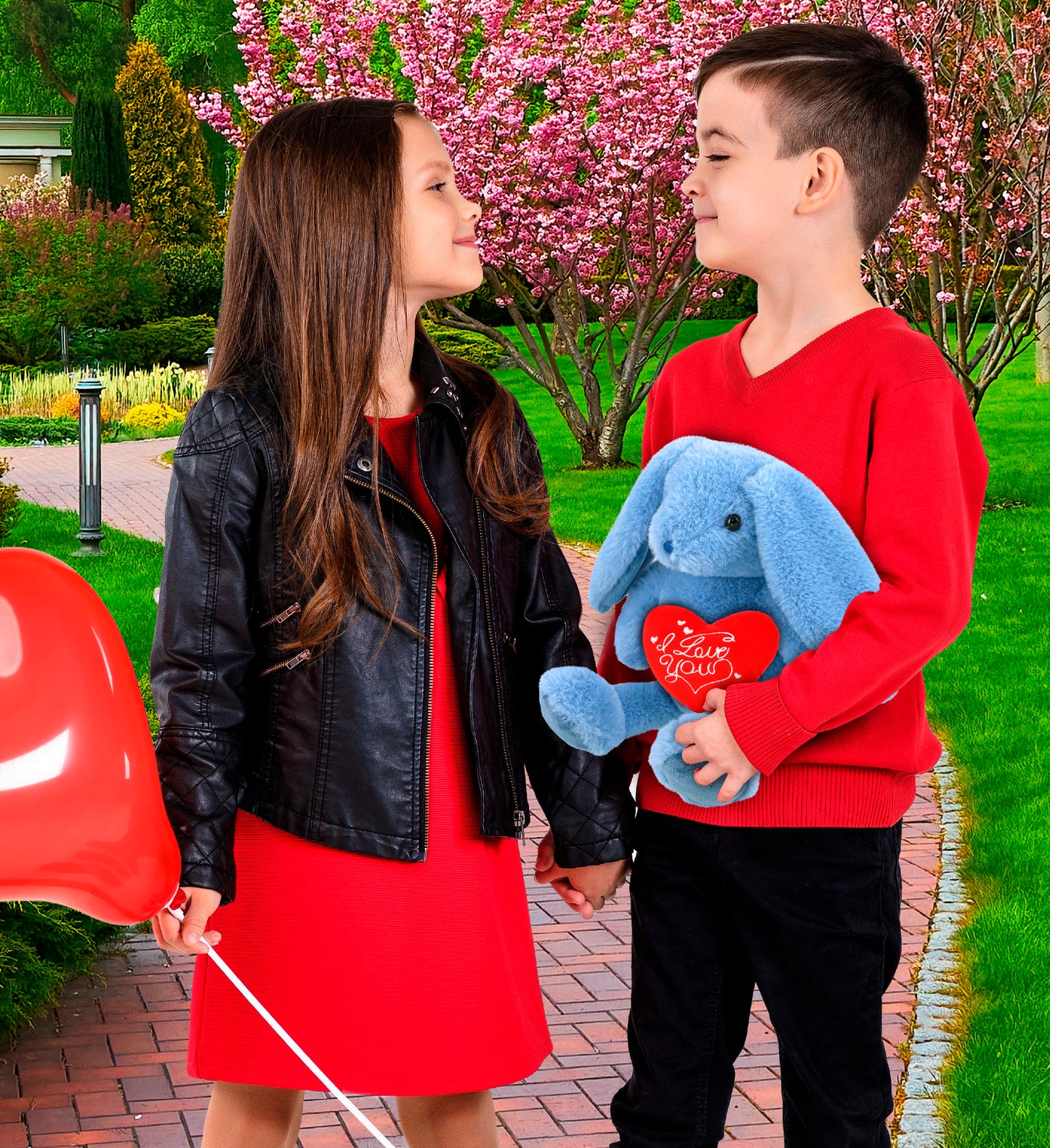 PLUSH I LOVE YOU RED HEART - SUPER-SOFT PLUSH - BABY BLUE RABBIT 8"