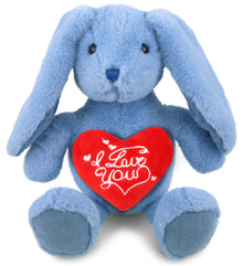 PLUSH I LOVE YOU RED HEART - SUPER-SOFT PLUSH - BABY BLUE RABBIT 8"