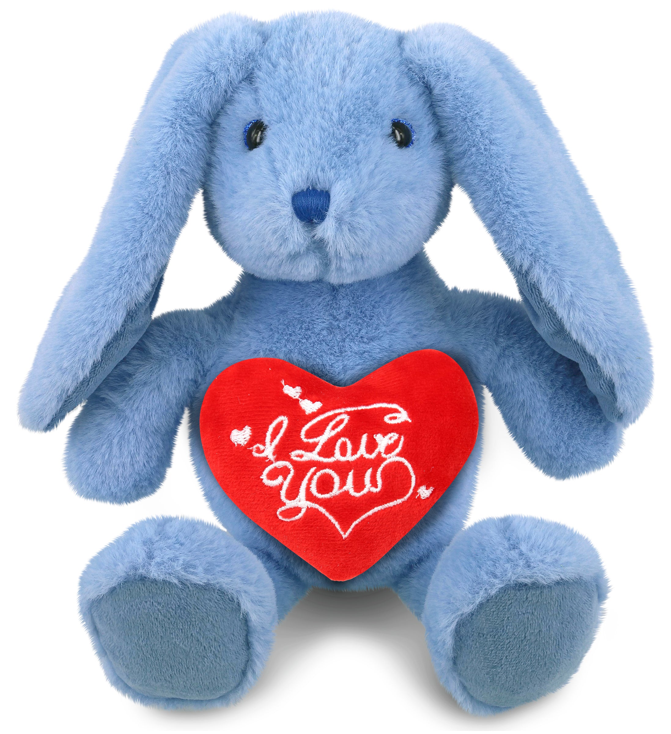 PLUSH I LOVE YOU RED HEART - SUPER-SOFT PLUSH - BABY BLUE RABBIT 8"