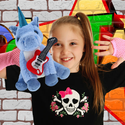 SUPER-SOFT PLUSH - BLUE UNICORN 9" WITH GUITAR ADD ON