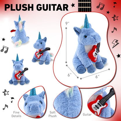 SUPER-SOFT PLUSH - BLUE UNICORN 9" WITH GUITAR ADD ON