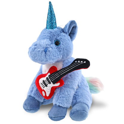 SUPER-SOFT PLUSH - BLUE UNICORN 9" WITH GUITAR ADD ON