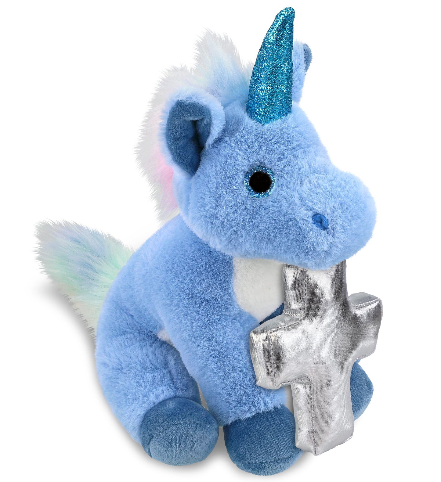 PLUSH CROSS - SUPER-SOFT PLUSH - BLUE UNICORN 9"