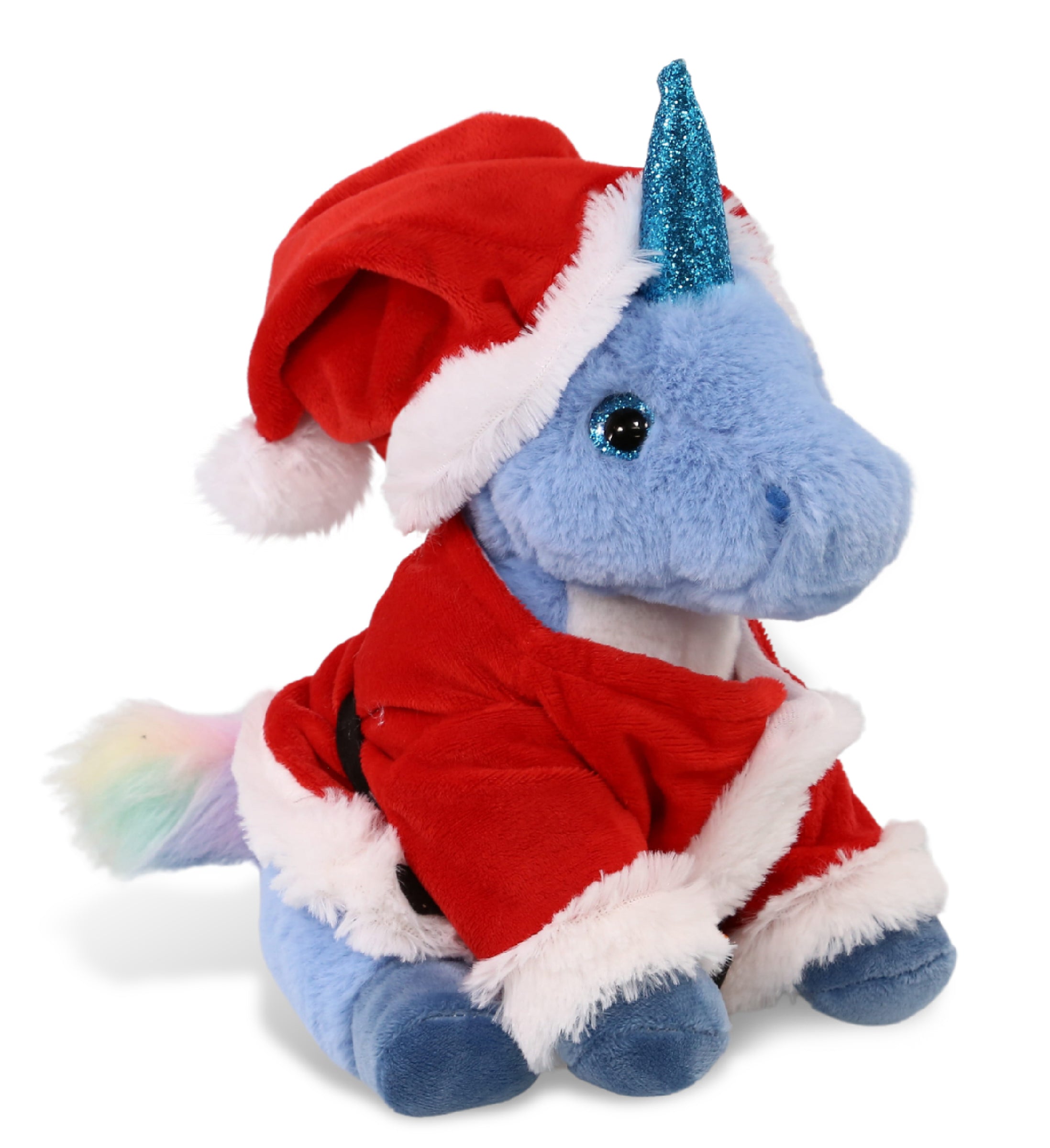 PLUSH SANTA - SUPER-SOFT PLUSH - BLUE UNICORN 9"