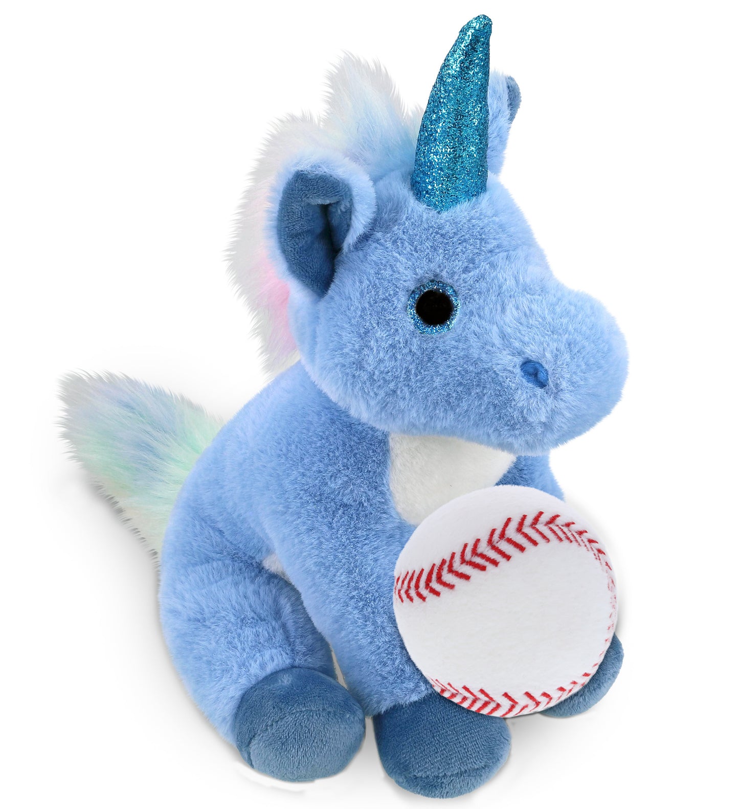 PLUSH BASEBALL - SUPER-SOFT PLUSH - BLUE UNICORN 9"