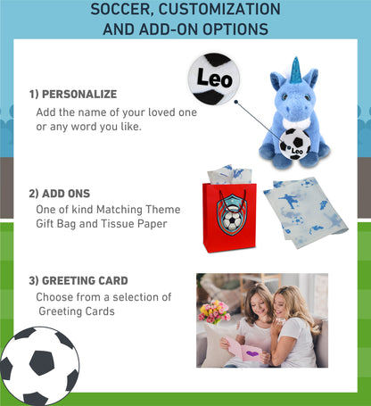 SUPER-SOFT PLUSH - BLUE UNICORN 9" WITH SOCCER PLUSH