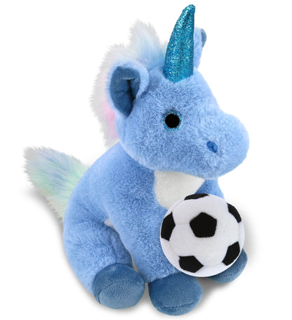 SUPER-SOFT PLUSH - BLUE UNICORN 9" WITH SOCCER PLUSH