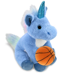 PLUSH BASKETBALL - SUPER-SOFT PLUSH - BLUE UNICORN 9"